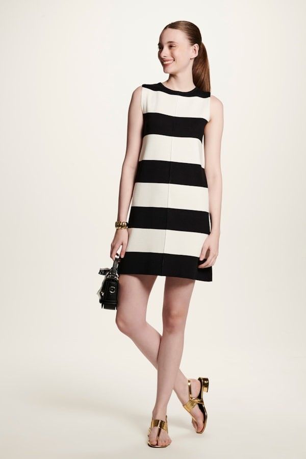 MNG STRIPED DRESS - OFF WHITE/BLACK