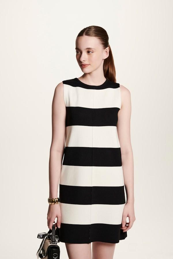 MNG STRIPED DRESS - OFF WHITE/BLACK, photo 2