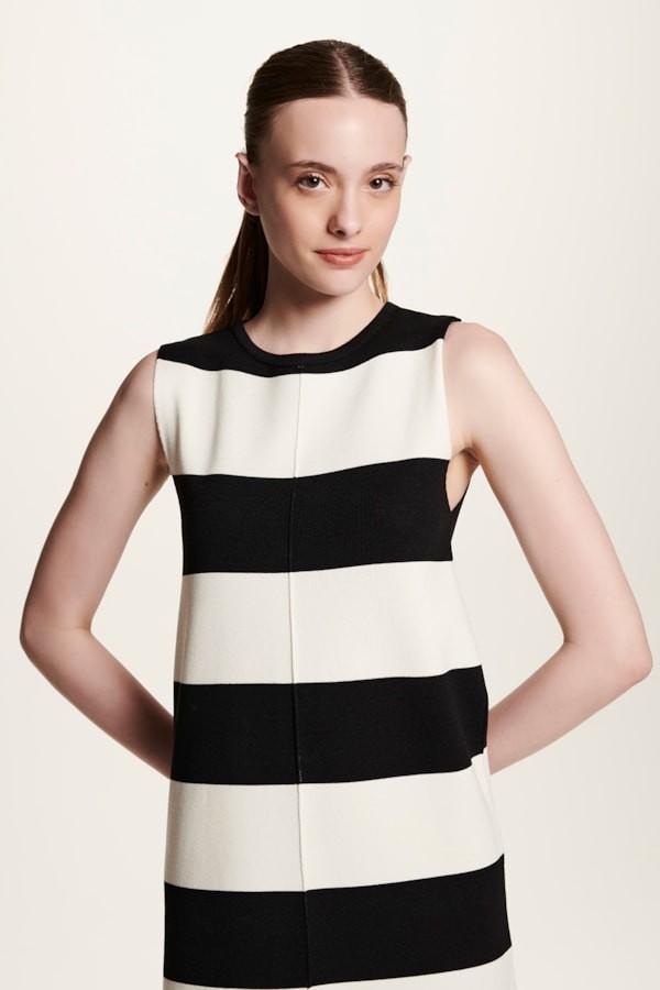 MNG STRIPED DRESS - OFF WHITE/BLACK, photo 3