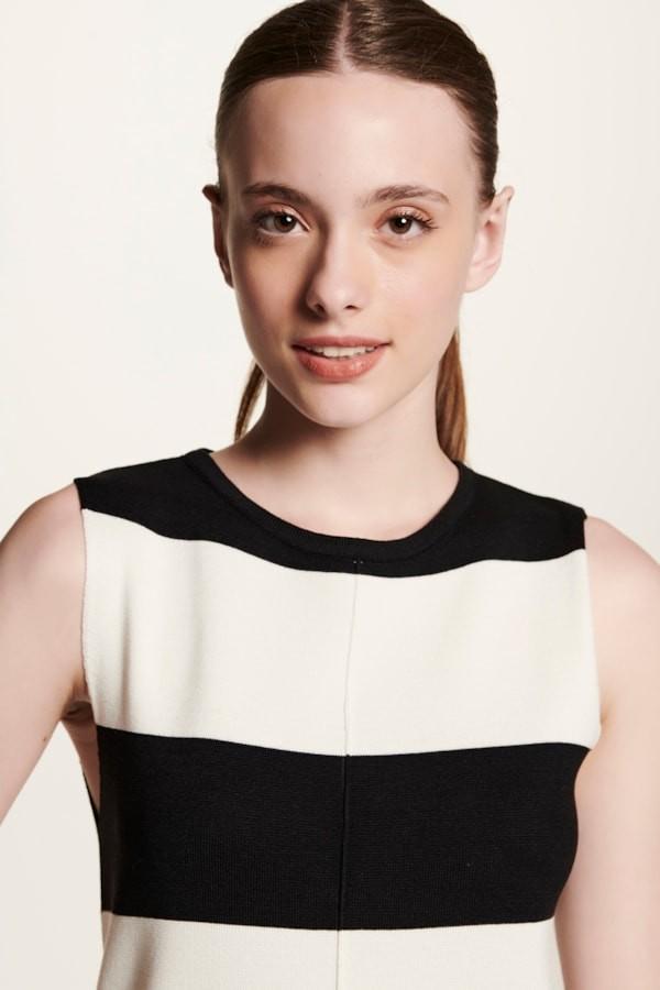 MNG STRIPED DRESS - OFF WHITE/BLACK, photo 5