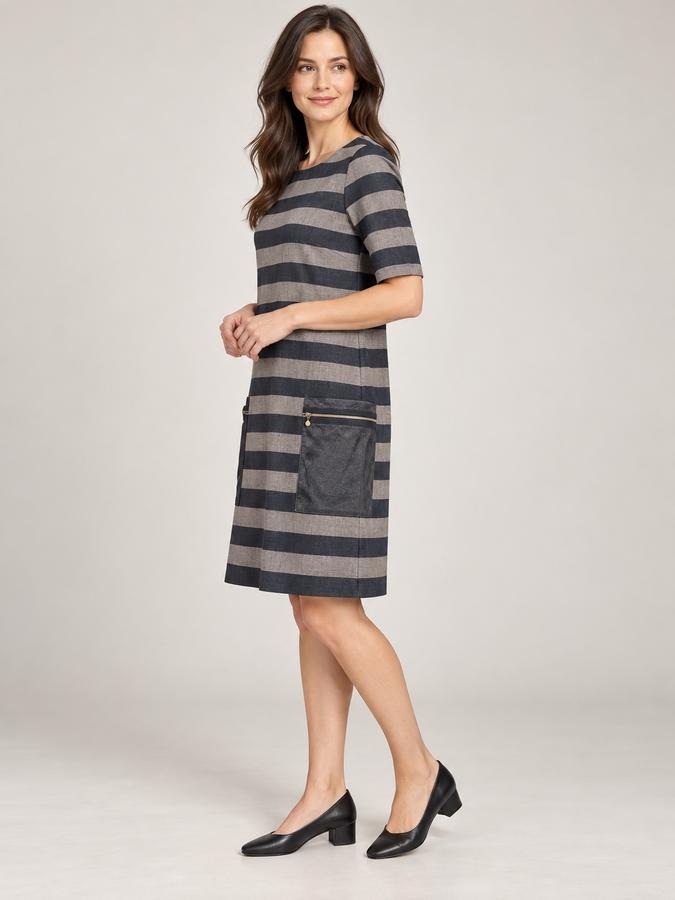 APANAGE Femme Striped Dress with Zipper Pockets, photo 2