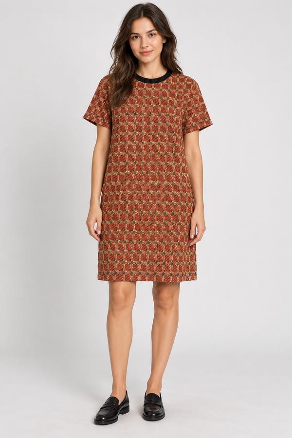 Zara Trafaluc Geometric Print Short-Sleeve Dress