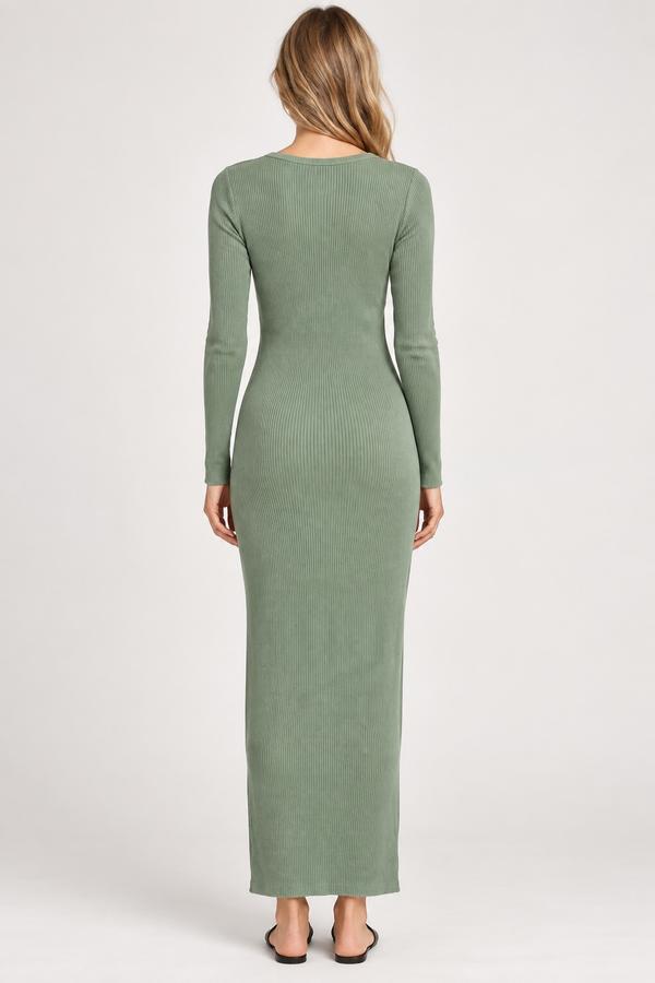 ZARA Sage Green Ribbed Knit Maxi Dress, photo 2