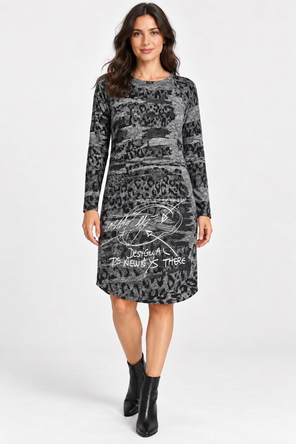 Desigual Graphic Print Long-Sleeve Dress