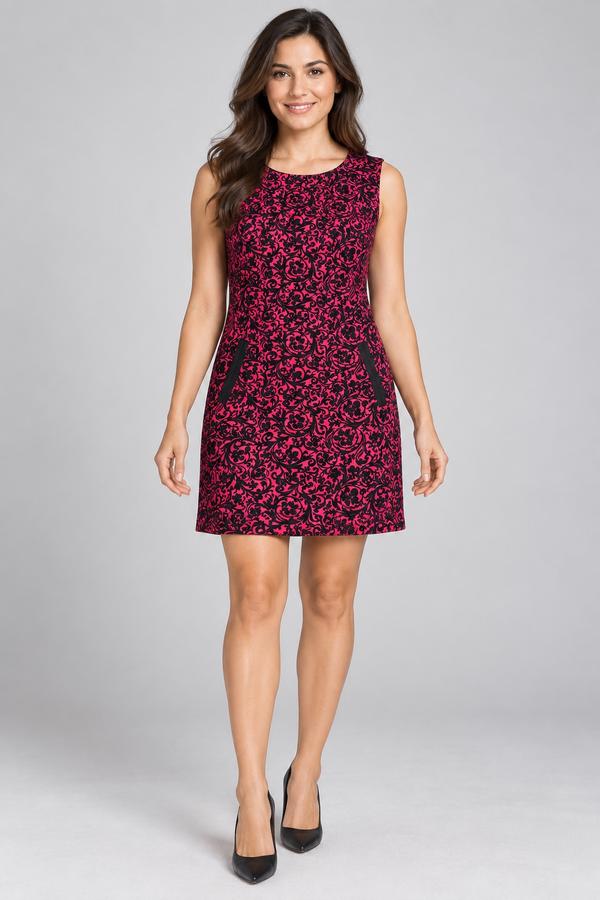 Style Collection burgundy & Black Baroque Print Dress
