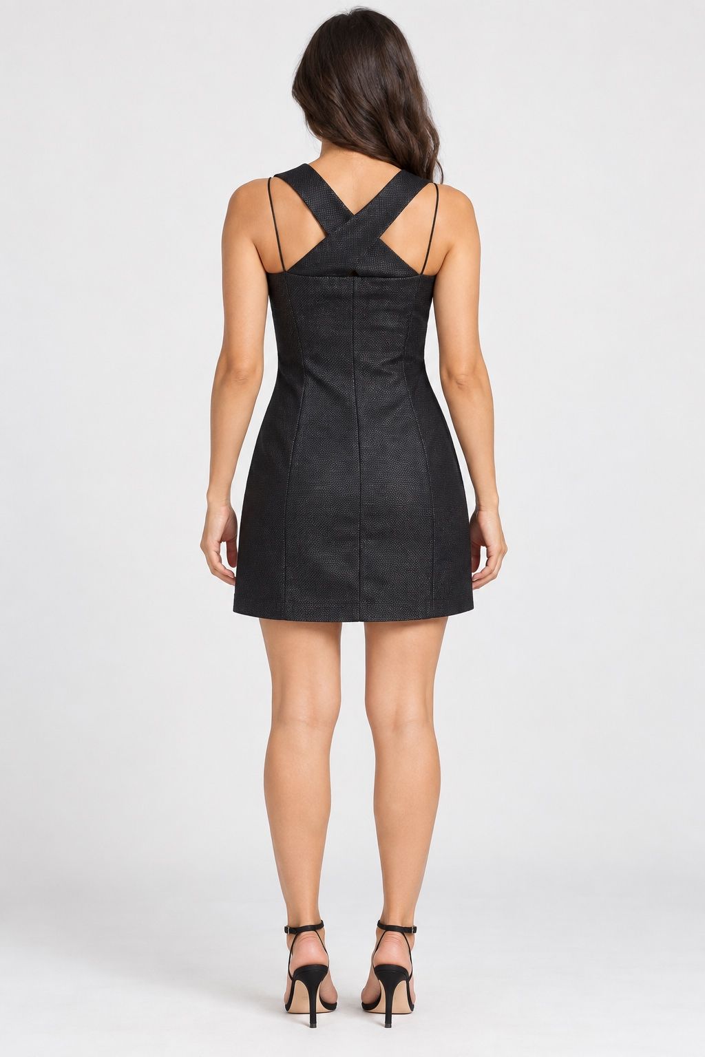 Stradivarius Textured Black Crisscross Mini Dress., photo 2
