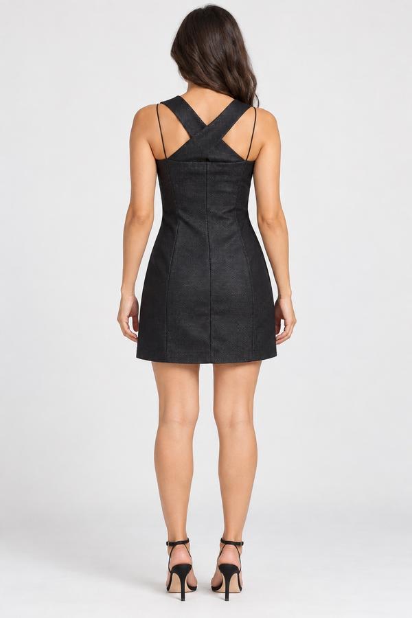 Stradivarius Textured Black Crisscross Mini Dress., photo 2