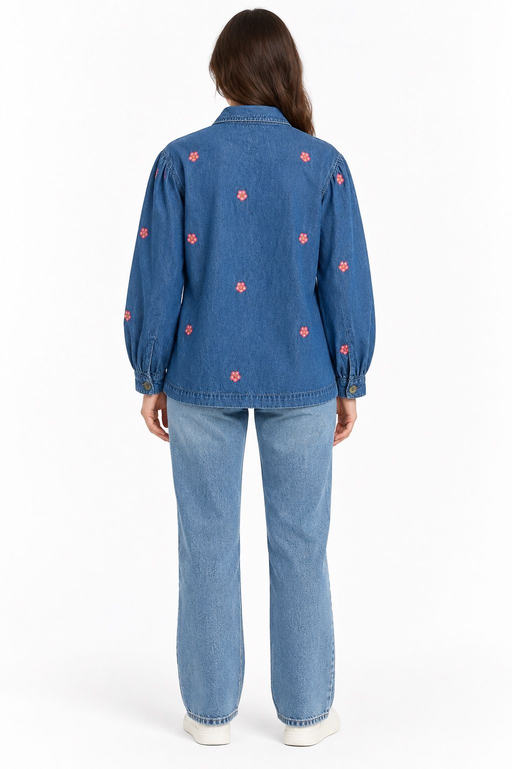 Native Youth Blue Denim Floral Embroidered Shirt, photo 2