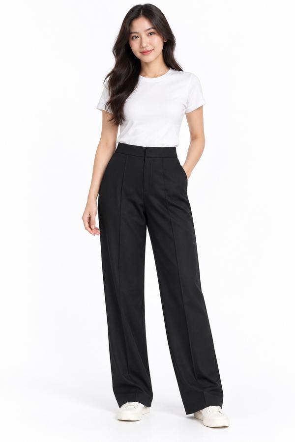 ASOS DESIGN Black High-Waisted Wide-Leg Trousers