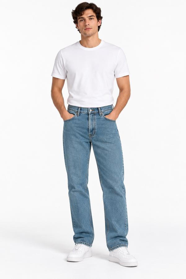 ASOS DESIGN Classic Rigid Straight-Leg Jeans – Medium Blue