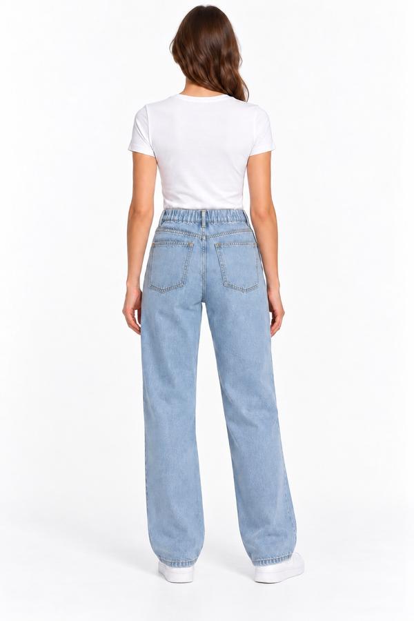 ASOS DESIGN Light Wash Elastic Waist Wide-Leg Jeans, photo 2