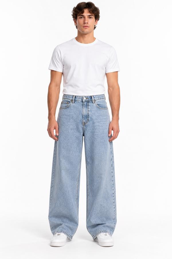 ASOS DESIGN Tall Light Blue Acid-Wash Wide-Leg Jeans