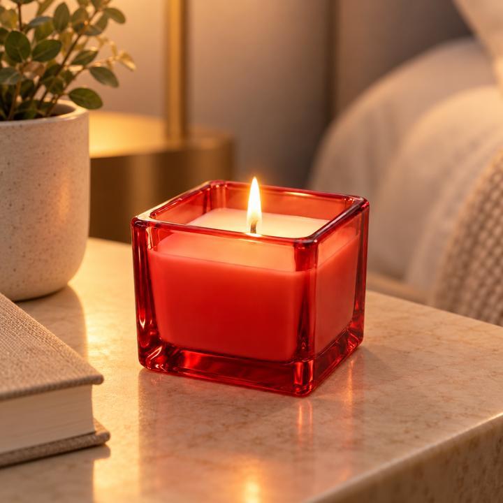 Migros Home Red Glass Square Candle, photo 2