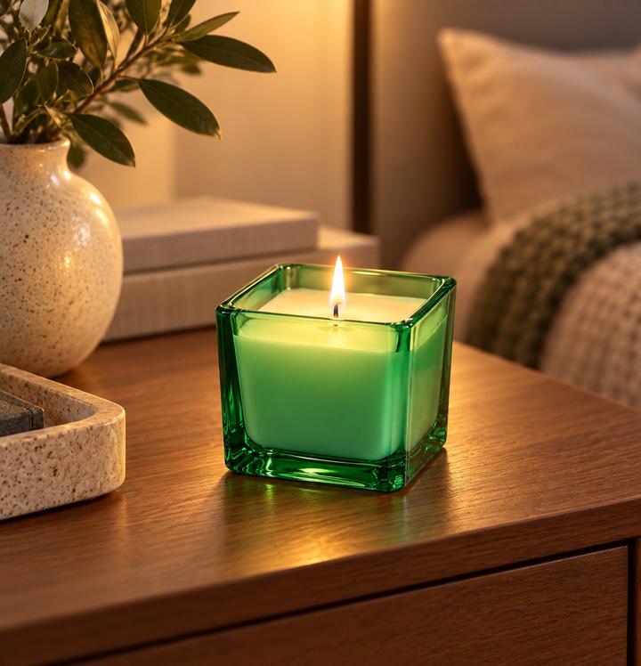 Migros Home Green Glass Square Candle, photo 2