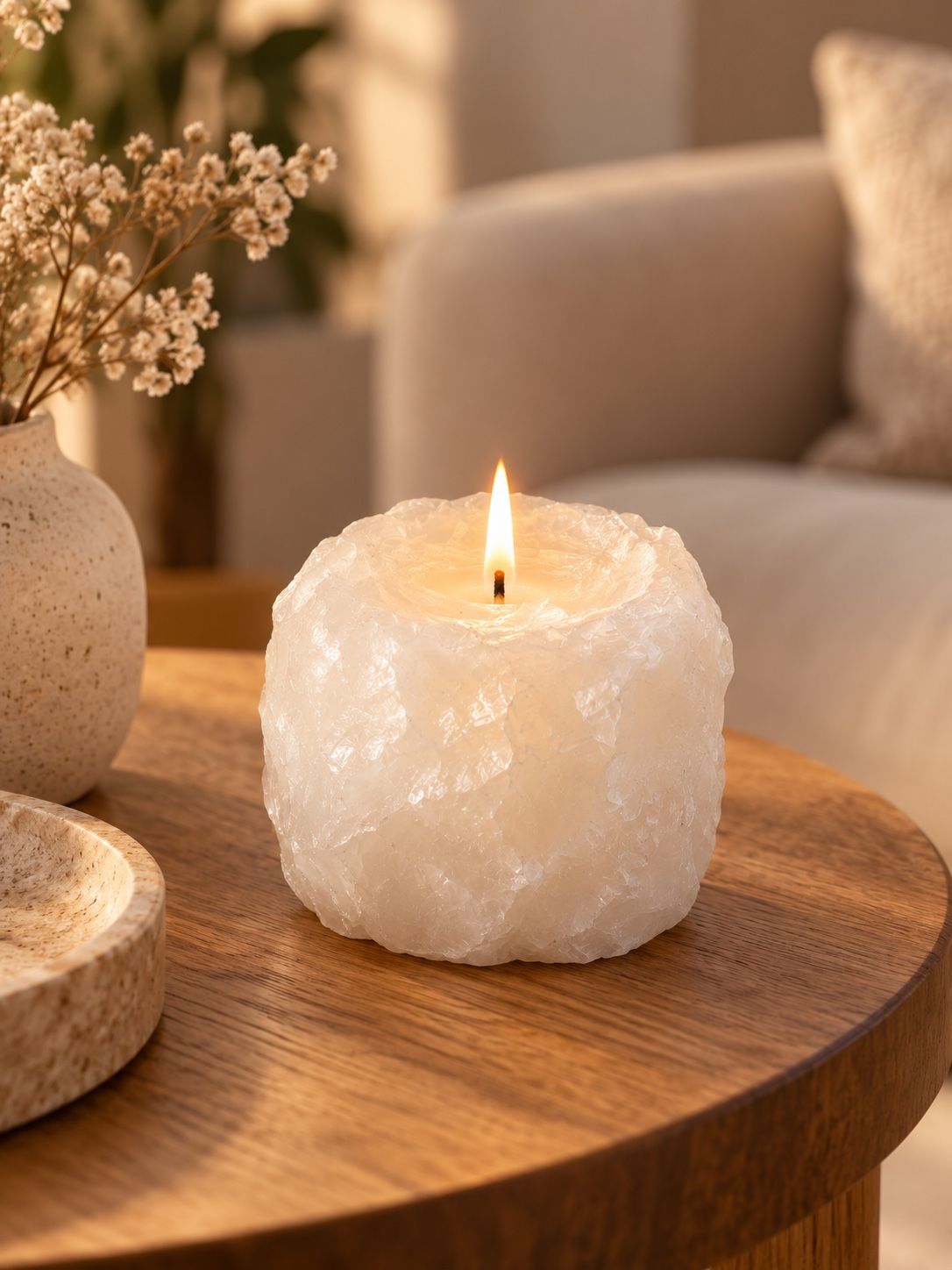 White Textured Decorative Candle, photo 2