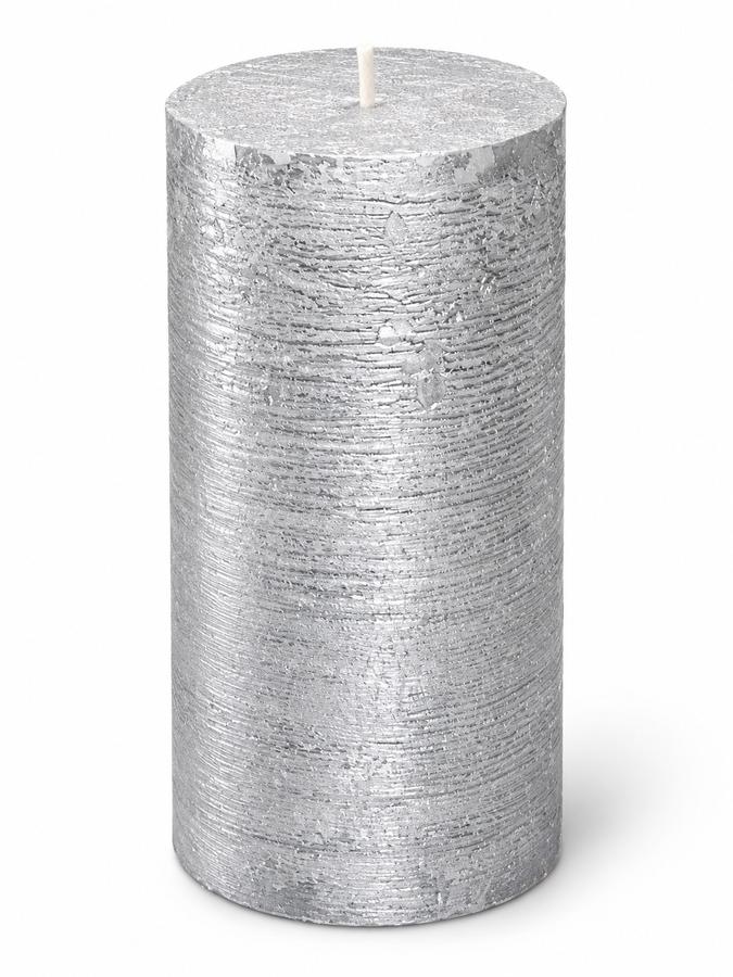 Premium Rustic Silver Pillar Candle