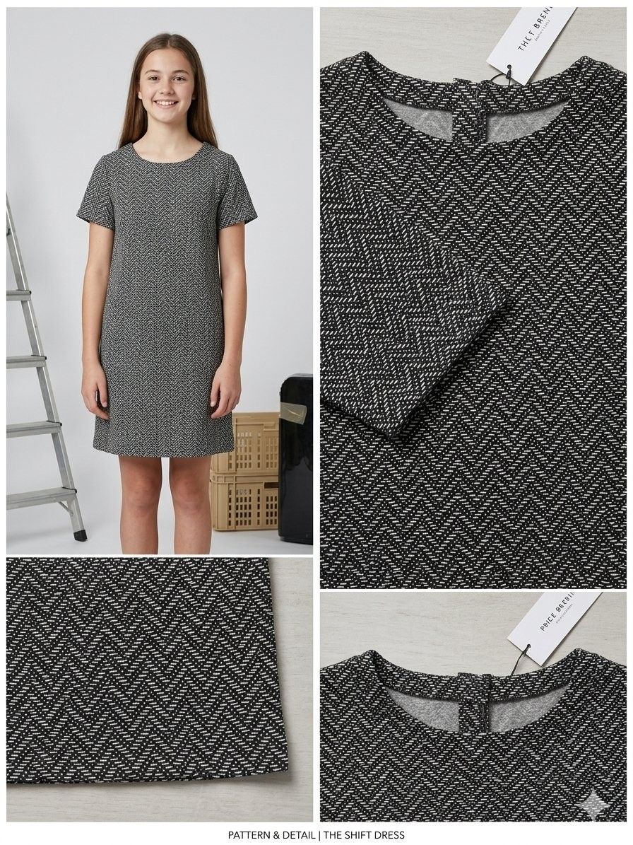 H&M Divided Monochrome Herringbone Shift Dress