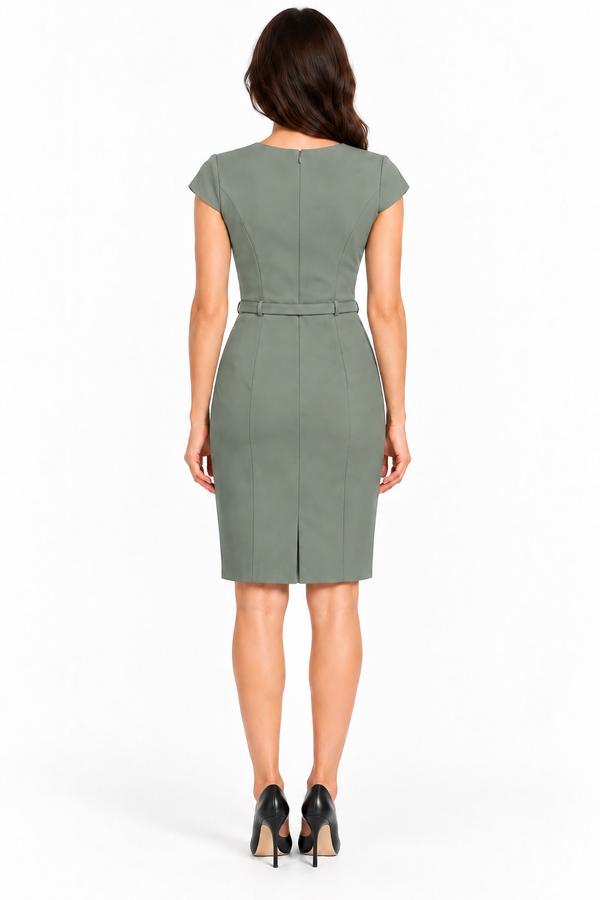 H&M Women’s Olive Green Belted Sheath Dress, photo 2