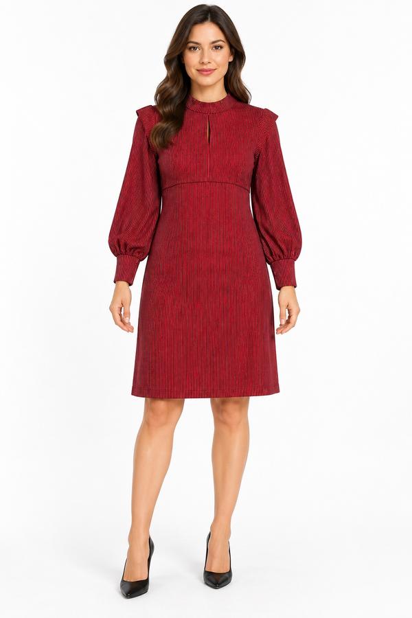 BODYFLIRT Women’s Red & Black Striped Ruffle Dress