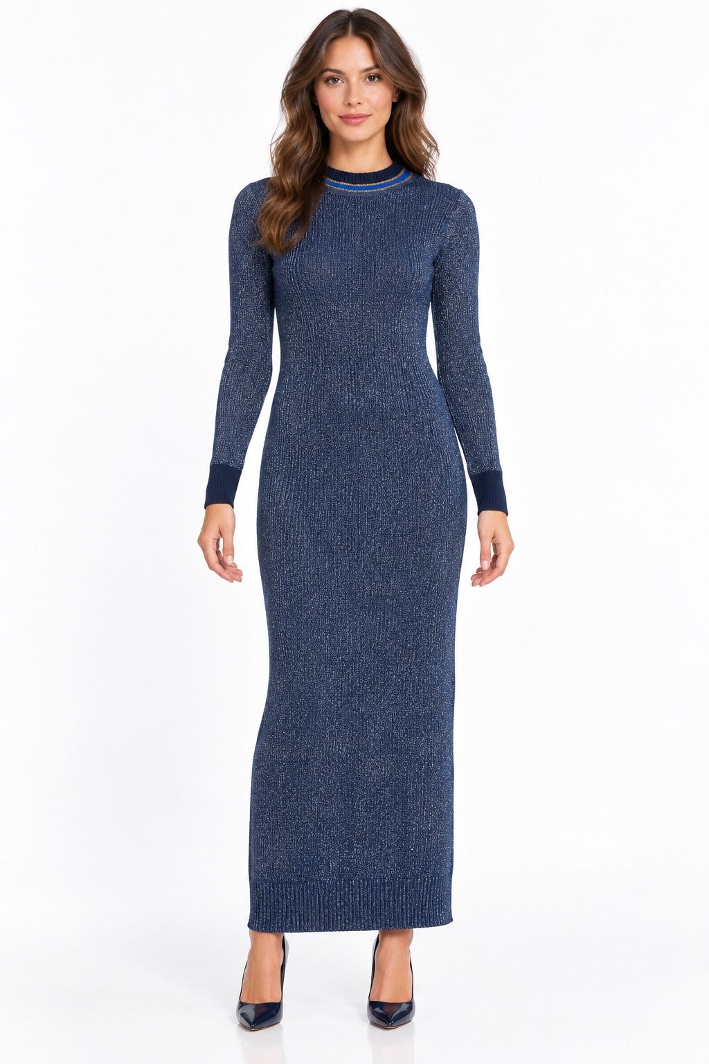 Scotch & Soda Dans La Nuit Navy Metallic Maxi Knit Dress