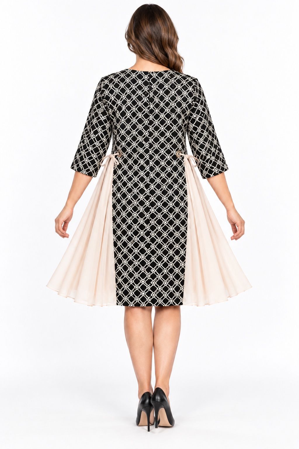 MAC Park Black Geometric Dress with Pleated Side Panels, photo 2