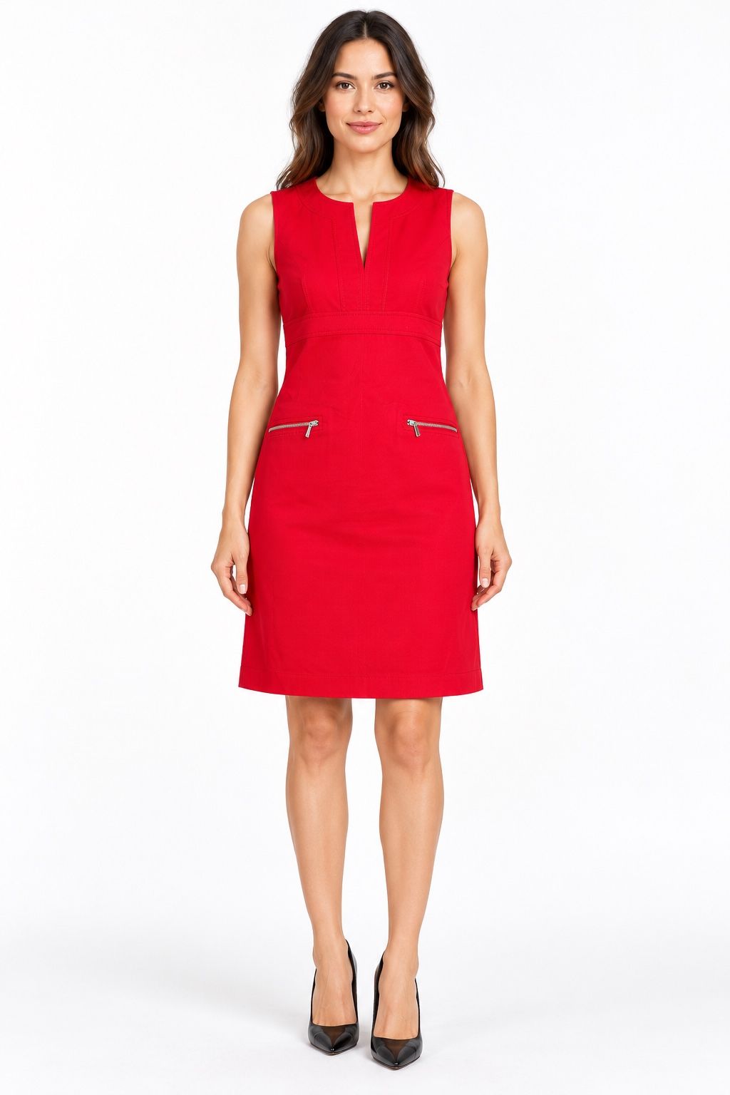 1.2.3 Paris Red Sleeveless Zip-Pocket Dress