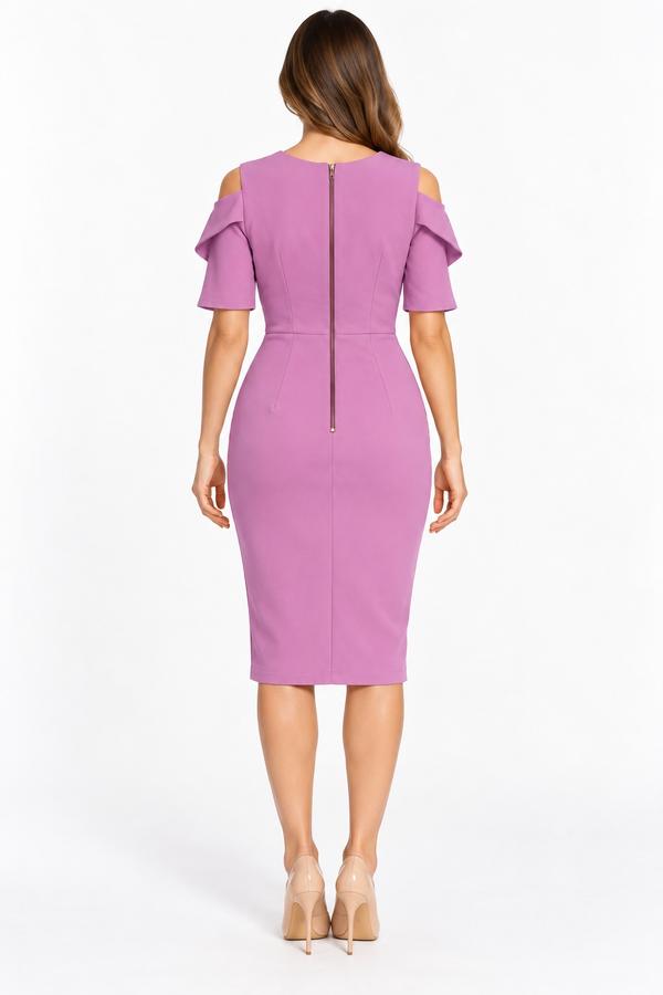 Closet London Mauve Cold-Shoulder Midi Dress, photo 2
