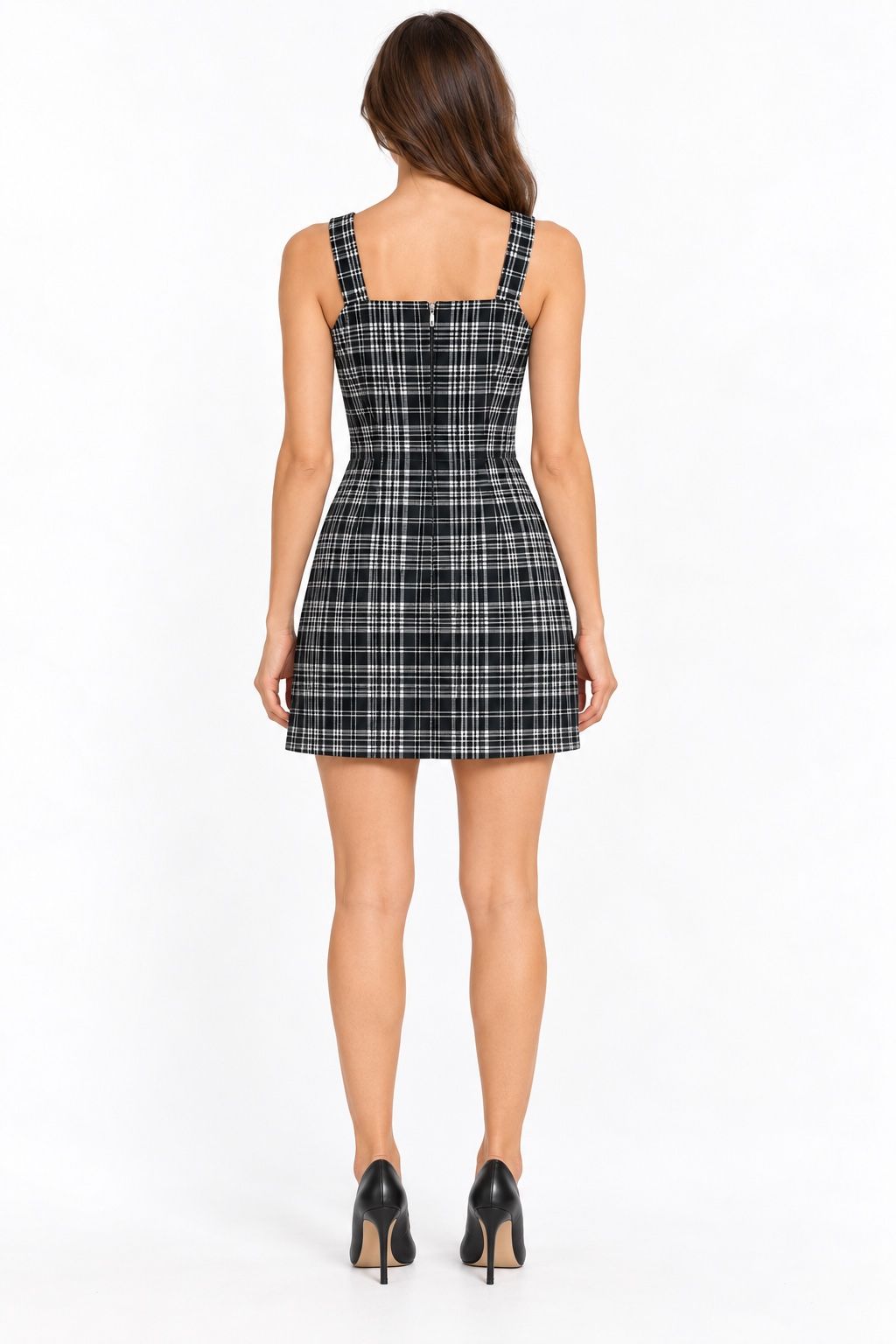 Pimkie Black & White Plaid Zip-Front Mini Dress, photo 2