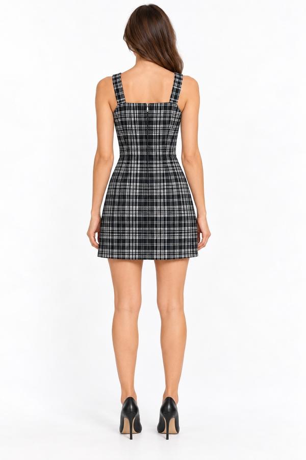 Pimkie Black & White Plaid Zip-Front Mini Dress, photo 2