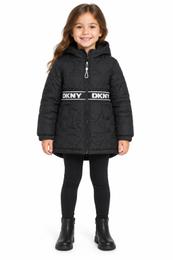 جاكيت مبطّن بقبعة للبنات من DKNY Jeans – أسود