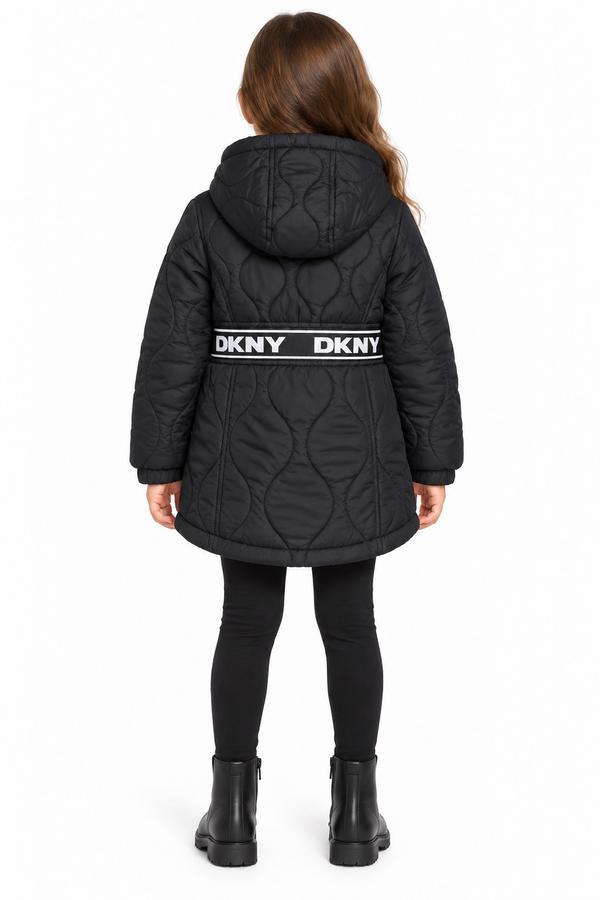 DKNY Jeans Girls’ Black Quilted Hooded Jacket, photo 2