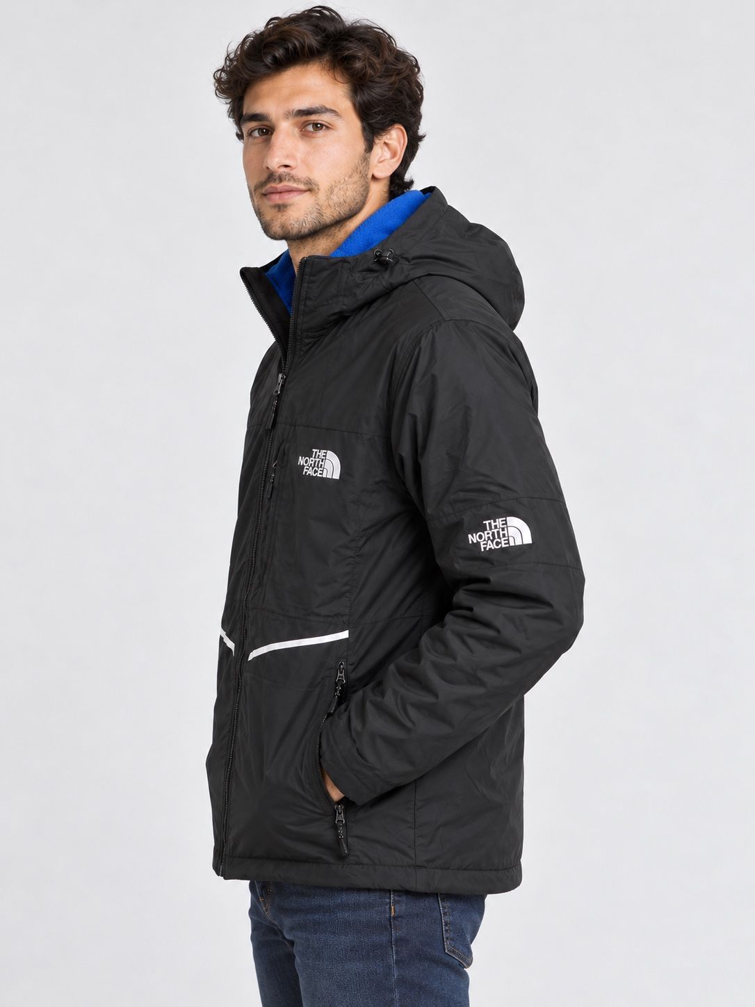 The North Face Men’s Black Jacket with Blue Fleece Lining, photo 2