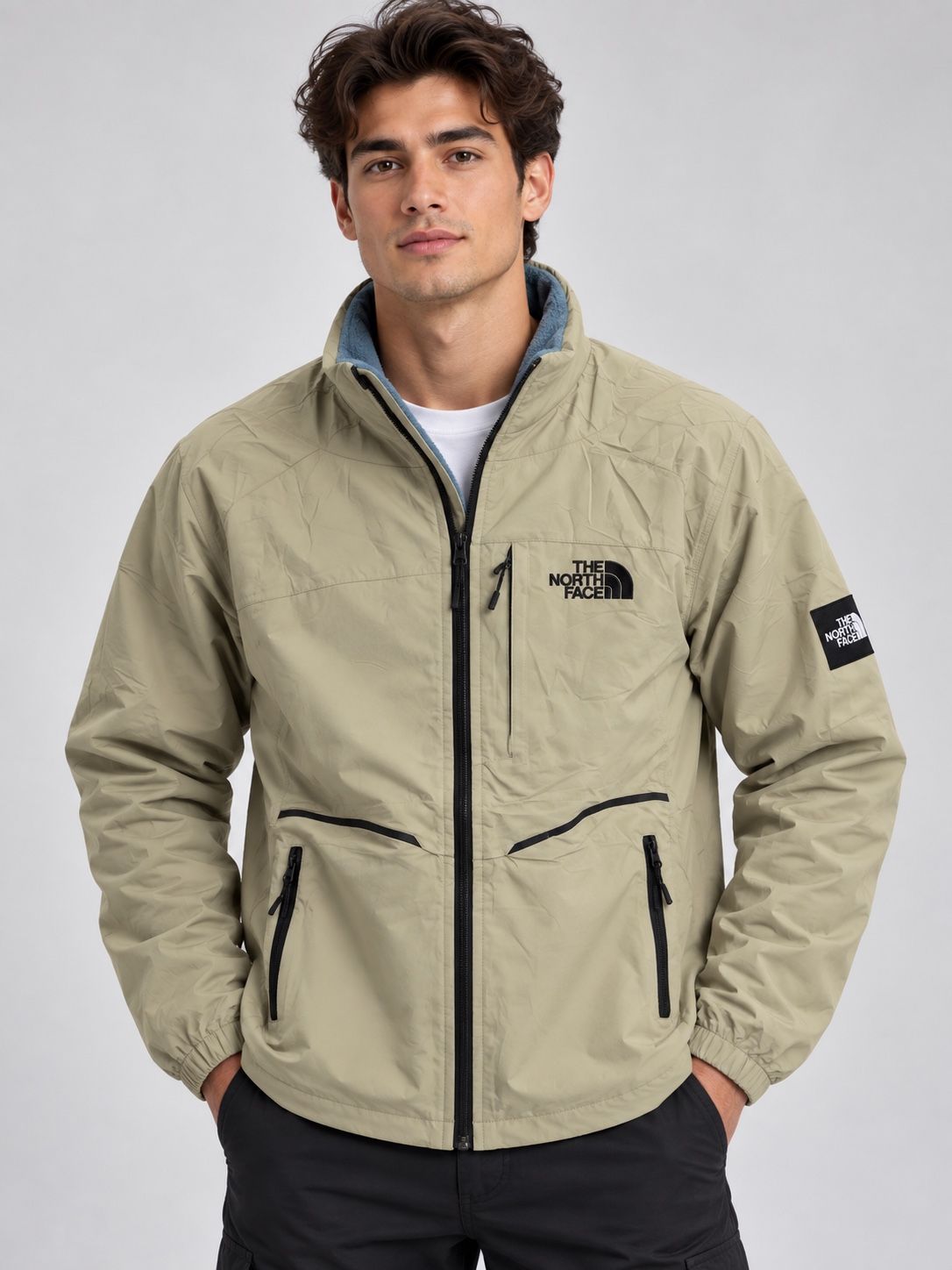 The North Face Men’s Black Jacket with Blue Fleece Lining