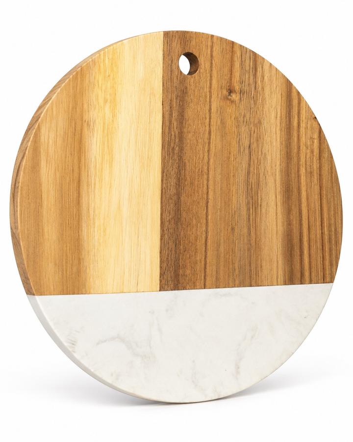 Sansibar Round Acacia Wood & Marble-Effect Cutting Board – 25 cm