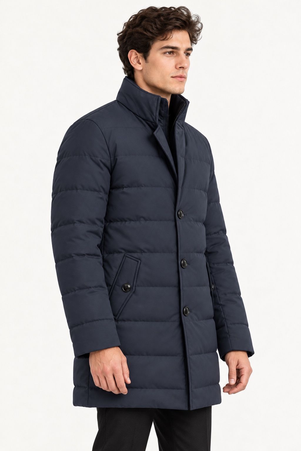 HK7 Men’s Navy Padded Long Coat, photo 2