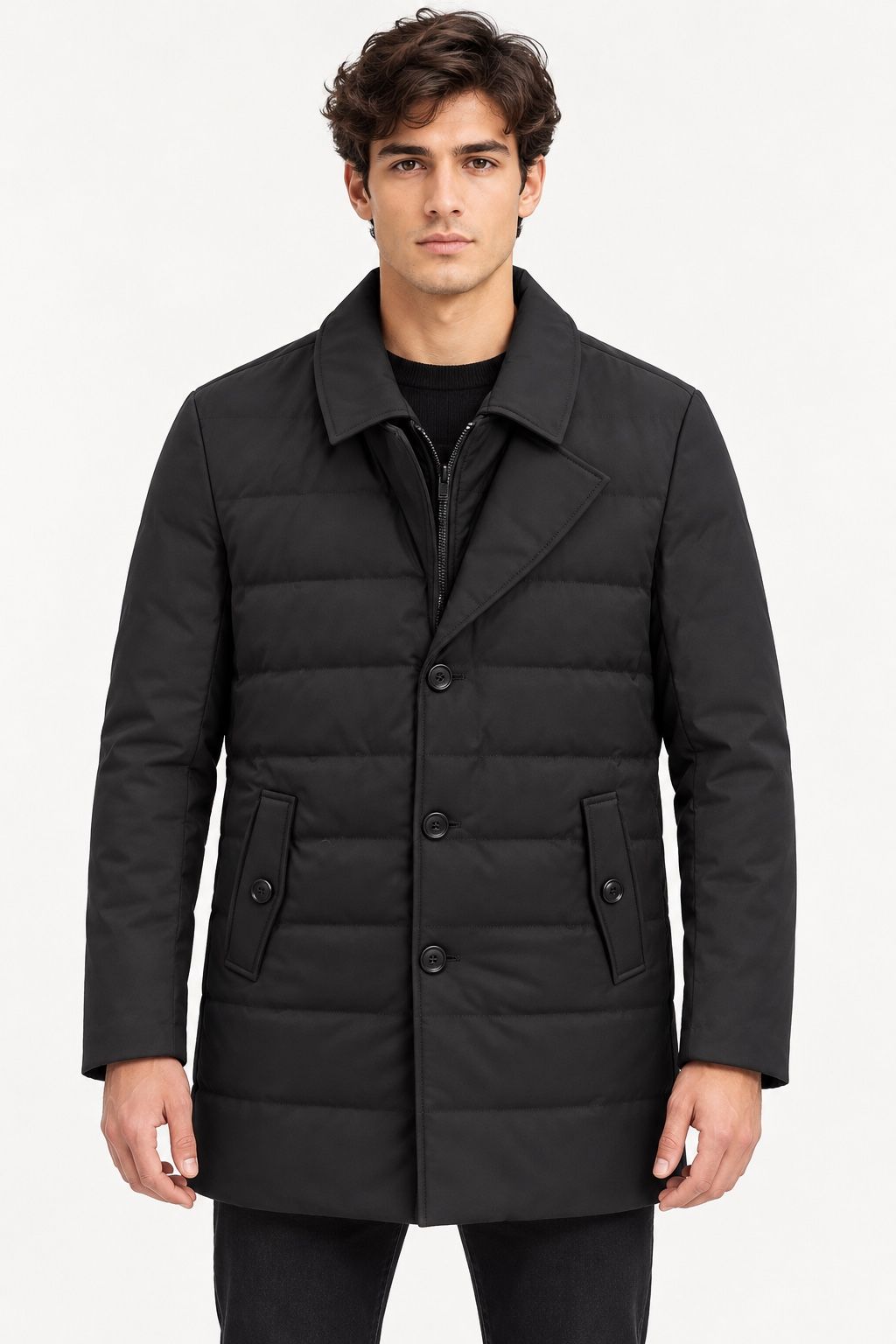 Men’s Black Padded Long Coat