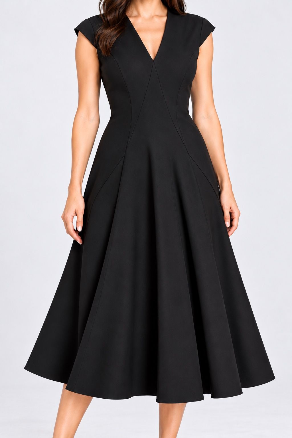 Giorgio Armani Black V-Neck Fit-and-Flare Dress, photo 3