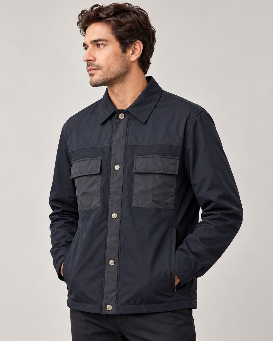 Zegna Men’s Navy Button-Front Jacket, photo 2