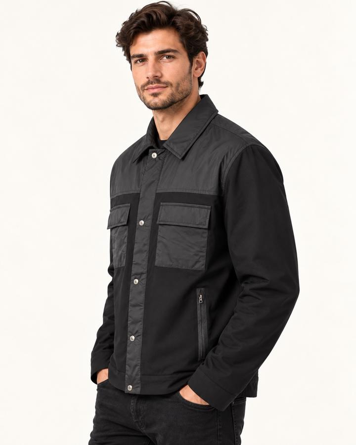 Zegna Men’s Black Mixed-Panel Jacket, photo 2