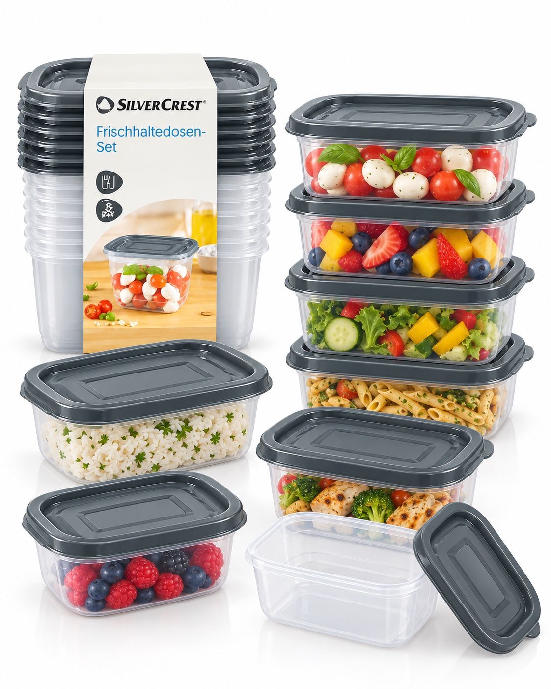 SilverCrest 8-Piece Food Storage Container Set with Lids, photo 2