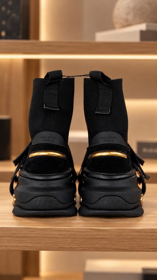 Balmain Black & Gold Sock Sneakers, photo 4