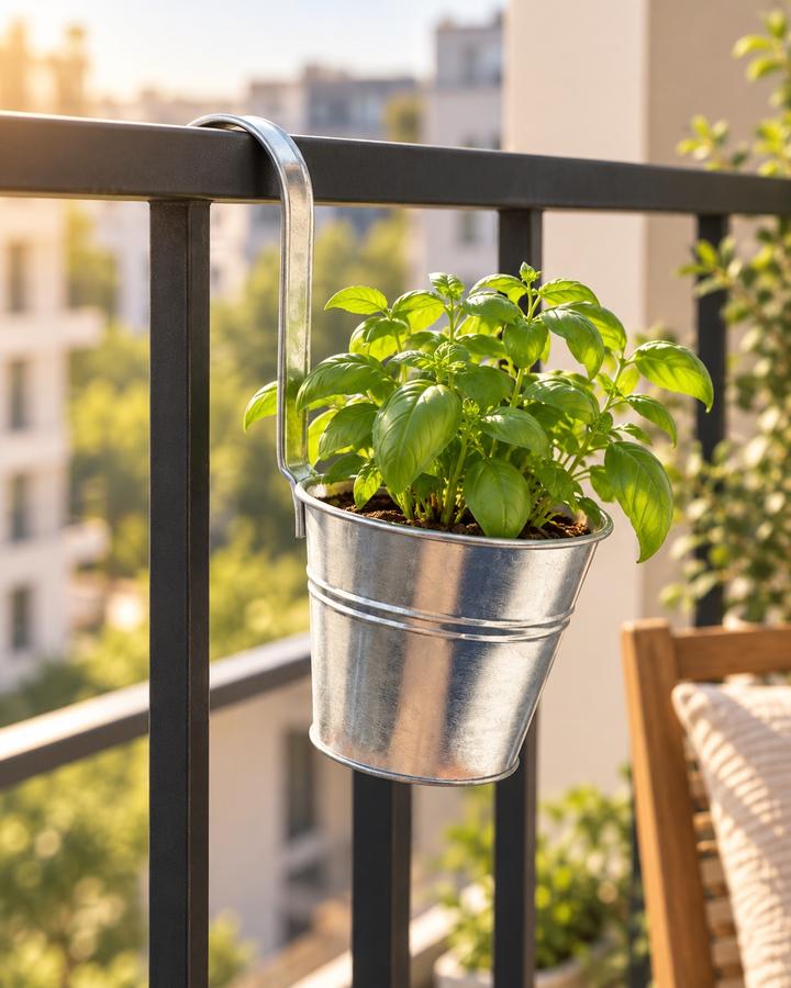 600ml Galvanized Metal Hanging Plant Pot, photo 2