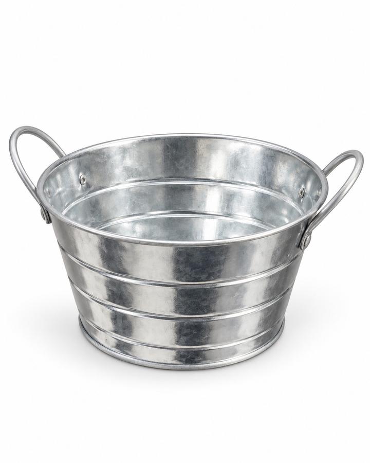 Galvanized Metal Plant Pot with Side Handles