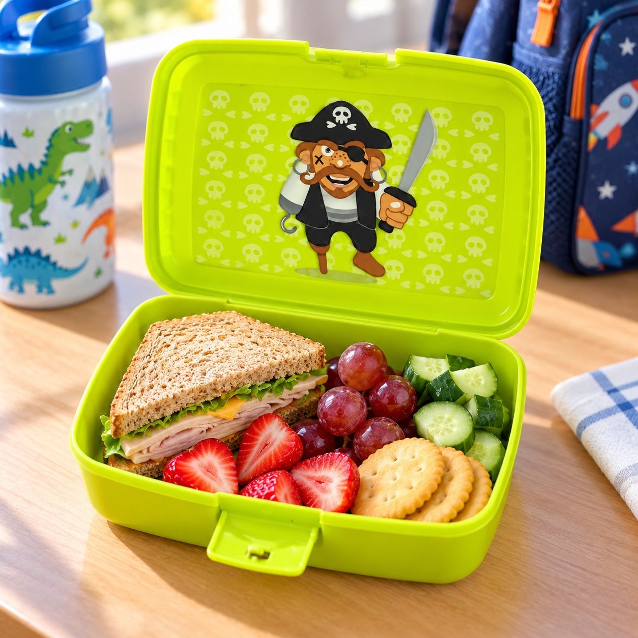 Bulli Kids Pirate Lunch Box – Green, photo 2