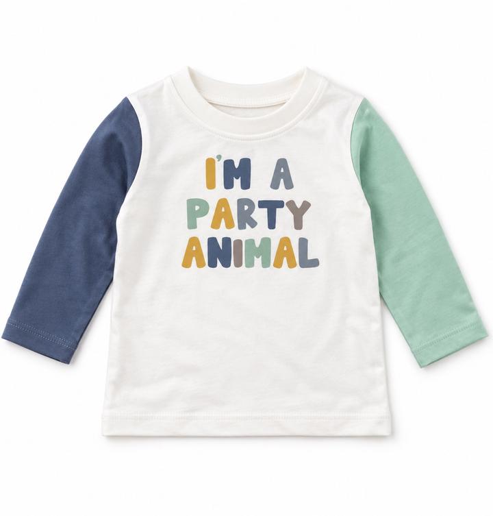 First Impressions Baby “I’m a Party Animal” Colorblock Long-Sleeve Shirt