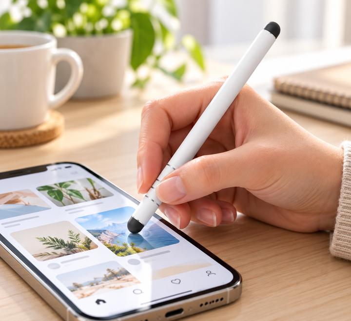 Switch On White Touchscreen Stylus Pen with Clip, photo 2