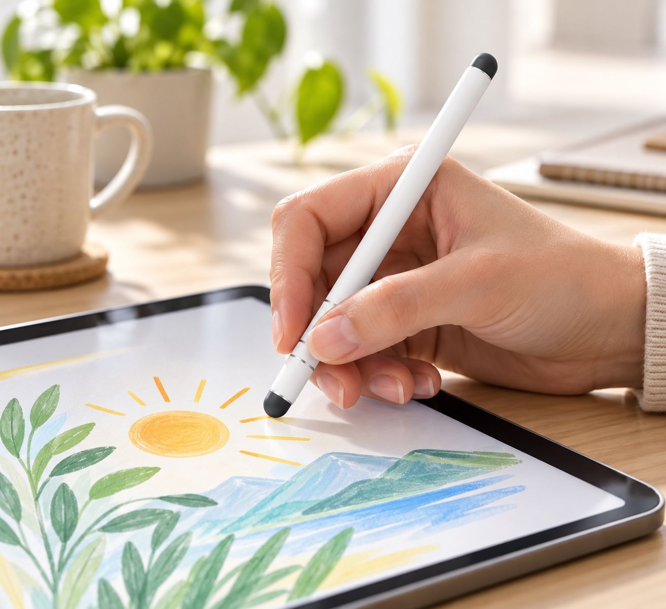 Switch On White Touchscreen Stylus Pen with Clip, photo 3