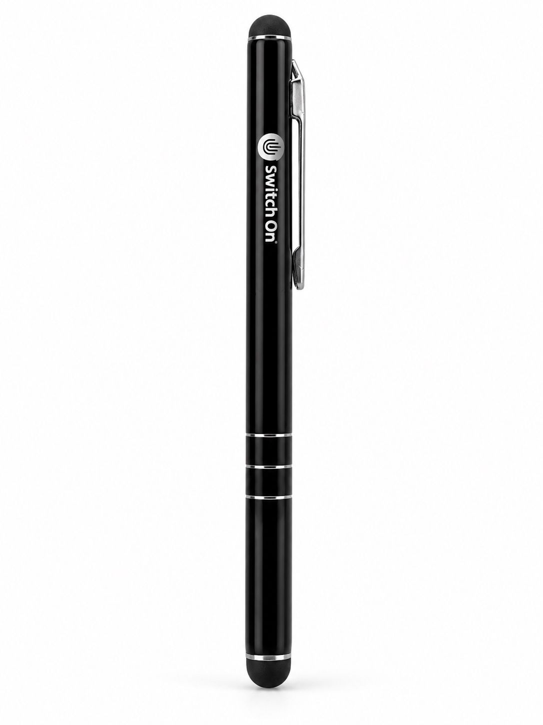Switch On Black Touchscreen Stylus Pen with Metal Clip
