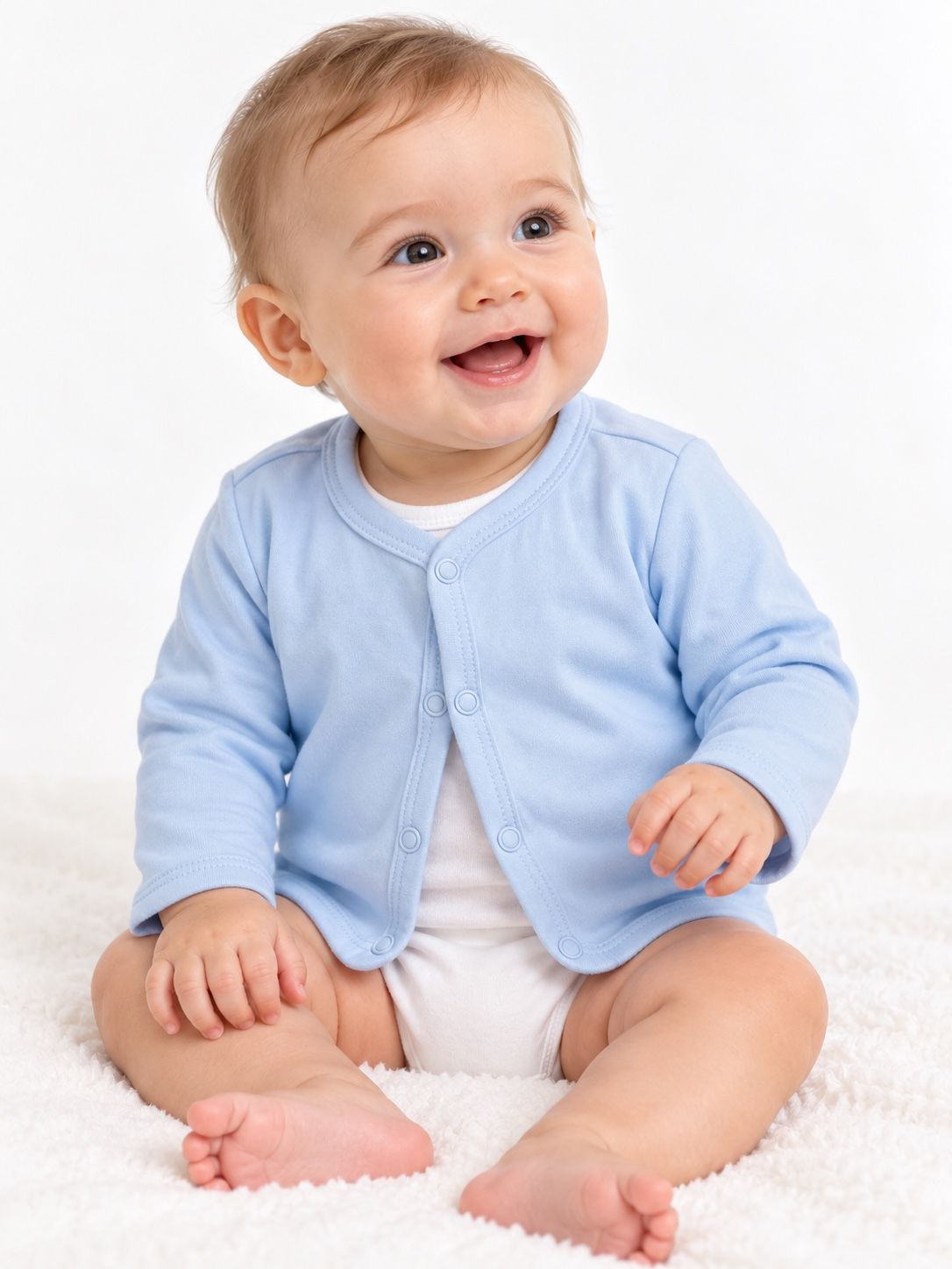 First Impressions Baby Blue Cotton Cardigan, photo 2