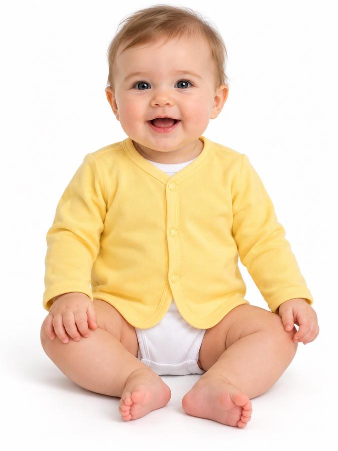 First Impressions Yellow Baby Cotton Cardigan, photo 2